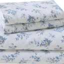 Laura Ashley - Twin Sheets, Cotton Flannel Bedding Set, Brushed for Extra Softness & Comfort (Audrey Grey, Twin) (Queen)