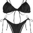 ZAFUL Womens High Cut Thong Bikini Set Swimsuits Cami String Sexy Bathing Suit, Small