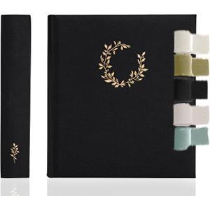 Premium Scrapbook Album  Photo Album with Writing Space  100 Pages for Multiple Sizes 4x6, 5x7, 6x8, 8x10  Holds 500 Photos  Wedding, Baby, Travel & Family Memories (Large, Black)