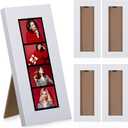 Briwooody 4 Pack Photo Booth Frames 2x6 Photo Strip Frame with Stand Wooden Wall and Tabletop Display Film Picture Holder with Clear Glass for Wedding Grad Baby Shower Picture Booth (White)