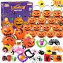 SpringFlower 168 PCS Halloween Party Favors For Kids, 24 Pack Prefilled Halloween Pumpkins With Toys, Halloween Toy Bulk For Kids Gifts & Trick or Treat, School Classroom Rewards