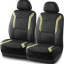 Skechers Memory Foam Car Seat Covers, Air Cool Mesh Thick Seat Covers,Car Seat Covers Front Seats Airbag Compatible, Automotive Comfort Protection for Most Cars,Van,Trucks, SUVs,Beige