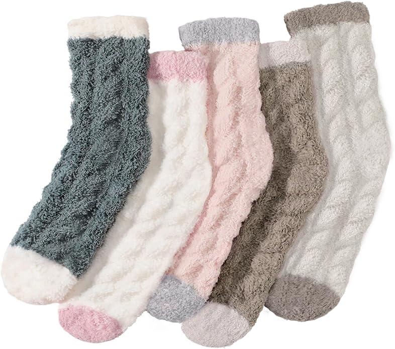 Premillow Fuzzy Socks for Women, Fluffy Socks Women 6 Pcs