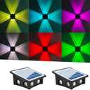 Solar Wall Lights, Up and Down Lighting Solar Outdoor Light Waterproof IP65, Solar Fence Light for Yard Garden Garage Pools Deck (8LED-Multi-Colored, 2PACK)