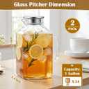Gisafai 2 Pack 1 Gallon Square Glass Water Pitcher with Lid and Spout Smooth Borosilicate Glass Carafe for Hot/Cold Drink Thickened Pitcher with Handle for Fridge Large Jug for Iced Tea Juice Coffee