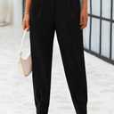 CFLONGE Women's Summer High Waisted Pants for Women 2026 Casual Ankle Length Pant for Work Office Trouser Slacks with Pockets (Black, M)