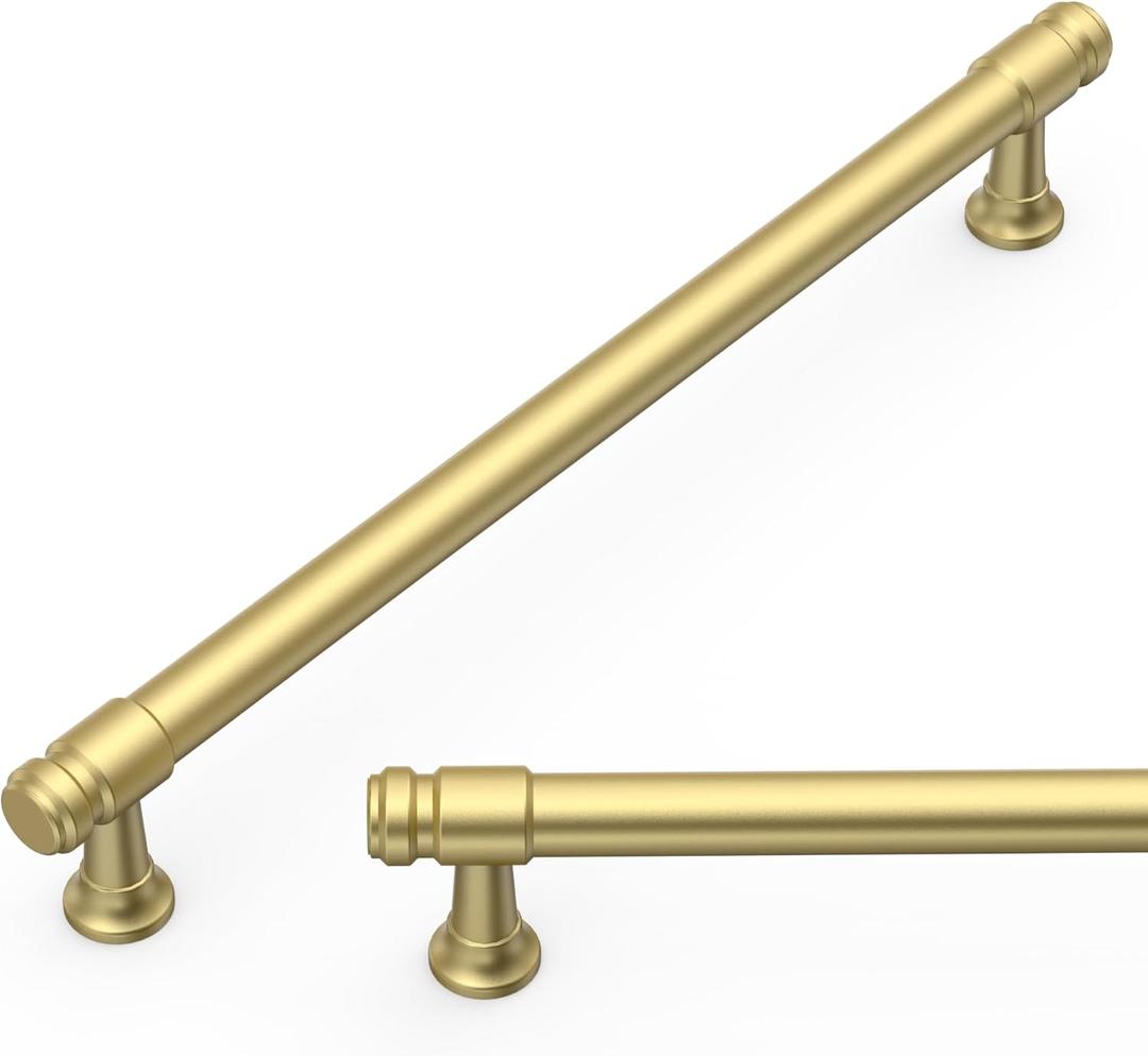 Amerdeco 10 Pack Brushed Gold Cabinet Pulls 7.5 Inch(192mm) Hole Center Heavy Duty Solid Kitchen Cabinet Handles Drawer Pulls ZH0090