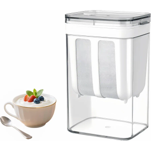 Yogurt Strainer—1.9QT/0.475GAL Total & 0.8QT/0.2GAL Filter, Yogurt Strainer Greek Yogurt Strainer Yogurt Press, BPA-Free PP Strainer for Whey Separation（Totle1.9QT）