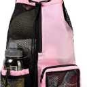 BeeGreen Mesh Bags for Swimming Gym Pool Sports Beach Drawstring Backpack for Men Women Swimmers Workout Gear Cinch Bag Wrestling Pink