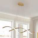 Dimmable Gold Chandelier for Dining Room, Adjustable Height Pendant Light Fixtures Over Table, Modern Kitchen Island Lighting, 35.4in 21W (Gold 35.4)