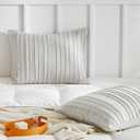 WARMDERN Light Grey Striped Pillow Covers King Pillow Cases Soft Microfiber Stripe Pillow Cases Set of 2 Boho Tufted Stripes Textured Pillowcase with Envelope Closure(Light Grey, King, 20x36 Inches)