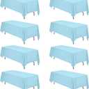 BRILLMAX 8 Pack Light Blue Tablecloths 70 x 120 Inch for 6ft & 8ft Rectangle Tables - 150 GSM Polyester Fabric, Universal Fit, Water, Stain & Wrinkle Resistant Cloth Cover for Wedding Banquet