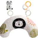 Taf Toys Ergonomic Tummy Time Cushion with Teether and Rattle - Soft and Supportive Baby Cushion for Enhanced Motor Skills Development
