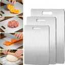3 PCS Stainless Steel Board for Kitchen, Non-Staining&Odor-Free, Burr-Free Edges, Dishwasher Safe, Non Toxic Cutting Boardfor Home & Commercial Food Prep (S+M+L)