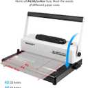 MAKEASY Coil Spiral Binding Machine 4:1 pitch - Manual Hole Punch - Electric Coil Inserter - Adjustable Side Margin - for Letter Size/A4/A5, Comes with 1 Box 5/16'' Plastic Coil Binding Spines & Plier