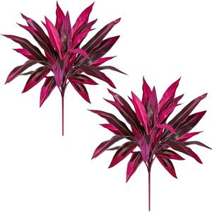 2pack Large Artificial Boston Fern & Dragon’s Blood Tree Plants, 21" UV Dragon Blood Tree Artificial, Vibrant Pink Purple Lifelike Fake Plants for Porch Patio Garden Balcony Decor