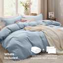 Bedsure Celestial Blue Duvet Cover Queen Size - 3 Pieces Prewashed Cotton-Like Polyester Extra Soft Bedding Set, Includes 1 Duvet Cover 90x90 Inches with Zipper Closure & 2 Pillow Shams, No Comforter