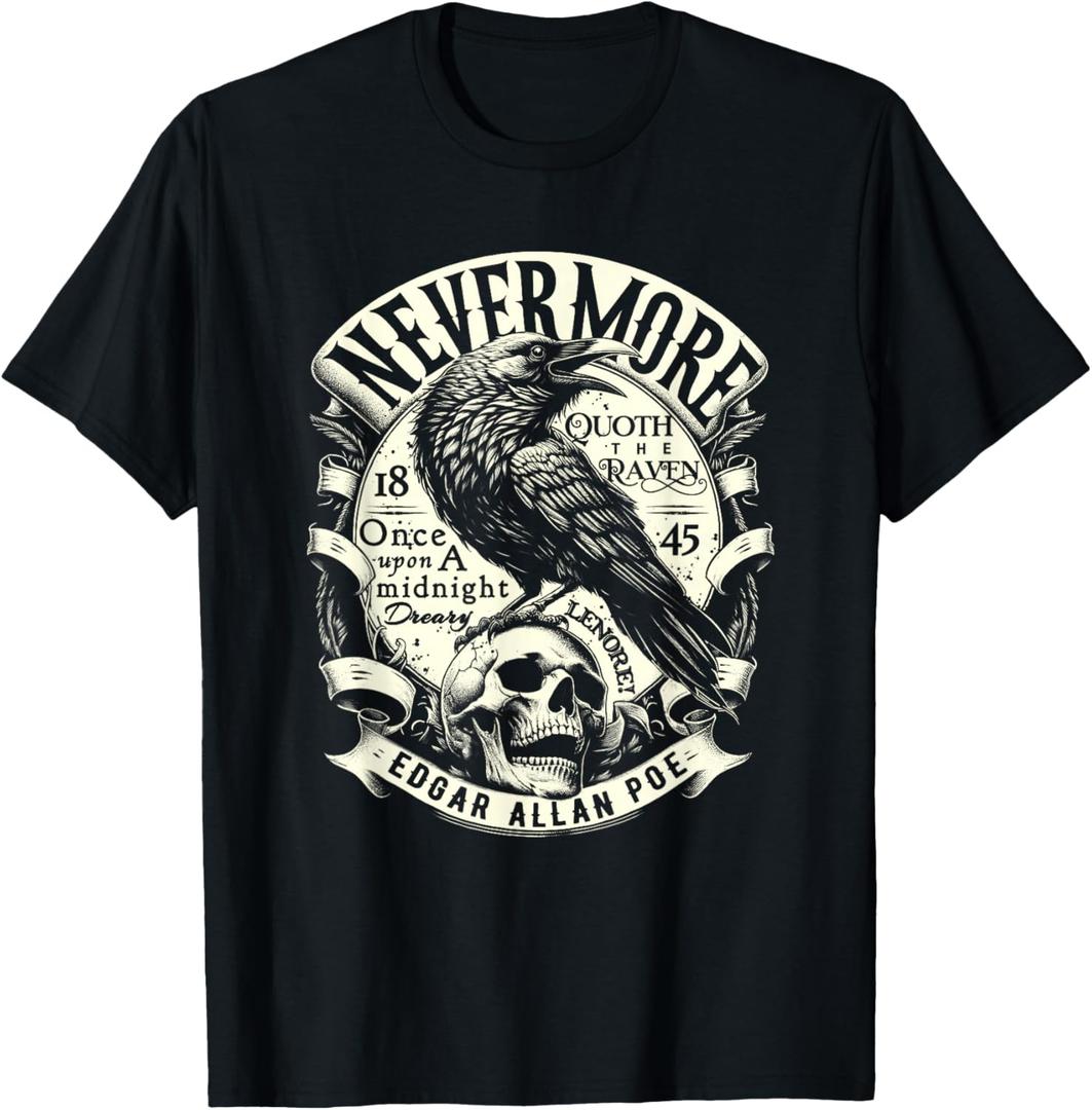 Edgar Allan Poe Nevermore Quoth The Raven T-Shirt (Black, Small)