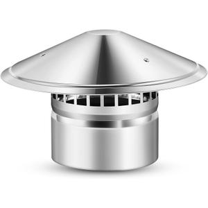 Tandefio 6 Inch Chimney Cap for Outside Stove Pipe Cap with Screen Chimney Cover Stainless Steel Roof Silver Fireplace Screen Cover Exterior Stove Pipe Topper for Vent Flue