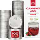 FORJARS - Canning Lids Regular Mouth, 100-Pack  Create Airtight Seals on Mason Jars to Preserve Food for Meal Prep & Food Storage  2.7 In. Steel Lids with Silicone Seals  Canning Supplies