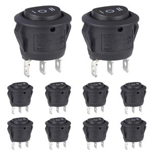 2 x VEXUNGA Round Rocker Switch 12V Black On Off On Mini Circle Switch 3 Pin 250V 6A 125V 10A KCD1 Round Toggle Switches for RV Car Truck Boat (Pack of 10pcs)