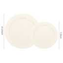 U-QE 100 Pieces Ivory Plastic Plates for Party - Ivory Disposable Plastic Plates - Heavy Duty Disposable Platos Including 50 Dinner 10.25 '' & 50 Dessert 7.5 '' for Weddings