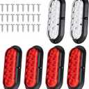 6PCS 6 Inch Oval LED Trailer Tail Lights, 10 LEDs Surface Mount Stop Turn Brake Reverse Back Up Tail Lights, 12V DC Low High Brightness, Waterproof for Truck RV Boat Trailer Bus