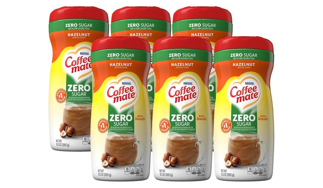 Coffee-Mate Coffee Creamer Zero Sugar Hazelnut, Pack of 6 (10.2 Ounce)
, Best By May 30, 2028