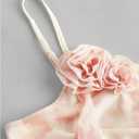 SHENHE Women's Mesh Cowl Neck Camisole 3D Flower Rosette Ruffle Fairy Boho Tank Top (Light Pink)