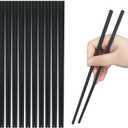 10 Pairs Fiberglass Chopsticks, Reusable Chopsticks, 9.3 inches Dishwasher Safe, Non-Slip, Black