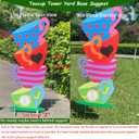 Alice Party Decorations Wonderland Yard Decor,Garden Tea Party Decorations Yard Stakes Stand Set, 1 Set Stacked Teacups and 1 Set Teapot with Brackets