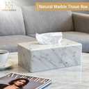 Natural Marble Tissue Box Cover, Carrara White Tissue Organizer 10 x 5.7 x 3.5 inch, Heavy Stone Decorative Box, Rectangle Tissue Box Holder for Home Decor, Kitchen, Bathroom, Bedroom