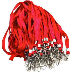 Beebel Red Lanyard Bulk Lanyards for Id Badges Flat Lanyard with Badge Clip Swivel Hook 50 Pack
