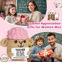 2 x Funny Crochet Sheep Teacher Appreciation Gifts,Ewe Are Best Teacher Gifts for Women Men,Thank You Christmas Birthday Gift for Male Famale Teachers from Students,Cute Handmade Sheep Office Desk Decor