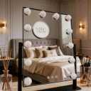 Makeup Vanity Mirror with Lights 17.5" LED Makeup Mirror Detachable 10X Magnification, Hollywood Make Up Mirror with Lighting, Smart Touch, Rechargeable,360 Rotation, (Black