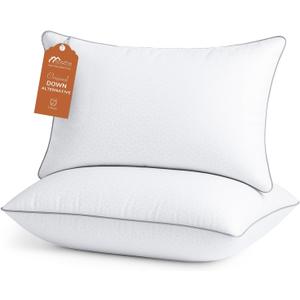 Sasttie Firm Pillows Queen Size Set of 2, Bed Pillows for Side, Back, and Stomach Sleepers - Oeko-Tex Certified Down Alternative Plump Filling - Hotel Quality and Machine Washable, 2 Pack