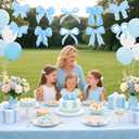 10Pcs Bow Theme Party Decorations Bow Cutouts Cardboard Banners Blue Bow Birthday Party Porch Signs Door Banner Hanging Decoration for Girls Baby Bridal Shower Birthday Wedding Coquette Party Supplies