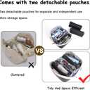 BOYATU Travel Makeup Bag Organizer Cosmetic Bag: 3 Pcs Set Make up Bags for Women with Handle - Waterproof Vegan Leather Toiletry Bags Travel Essentials Pouch with Compartments (A-01-Black)