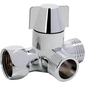 NearMoon Solid Brass G1/2" Shower Arm, 3-Way Diverter Valve for Handheld and Fixed Spray Head, Bathroom Component for Showerhead Combo T-Adapter (Movable Nut, Chrome Finish)