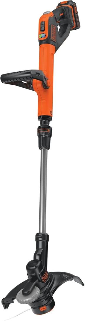 BLACK+DECKER 20V MAX Cordless String Trimmer and Edger, 12 Inch Weed Eater, 2-Speed Control Weed Wacker, 2 Batteries, Charger and Spool Included (LSTE525)