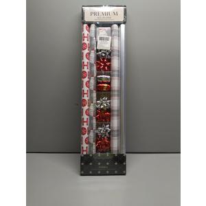 LaRibbons Christmas Wrapping Paper Set, Holiday Gift Wrap with Classic Deer/Red White Plaid/Berries Design, Perfect for Season Party, Xmas Presents & Decoration, 30 Inch X 10 Feet-4 Rolls