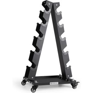 LIONSCOOL Premium Solid Steel Dumbbell Rack Stand Only, A-Frame Portable Weight Storage Organizer with Tray and Wheels (Medium, 300 LBS)