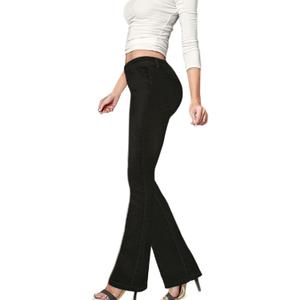 Hybrid & Company Women's Slim Boot Cut Stretch Pants (7, Denim-black3)