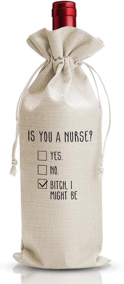 3 x Nursing School Graduation Wine Bag Gift, Med School Party Appreciation Gifts Decorations, Funny Nurse Day Week Gift For Her Women Male Coworker, Linen Wine Bag, Is You A Nurse (Style 22)