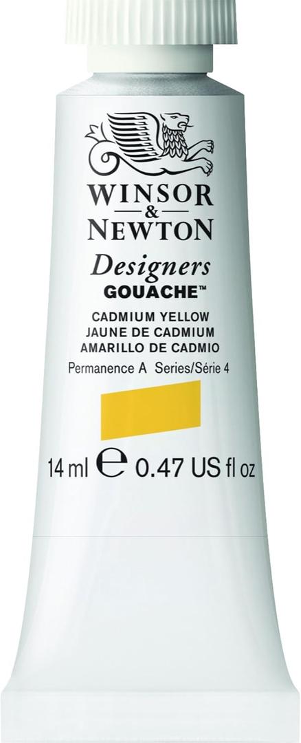 Winsor & Newton 8840469 Designer Gouache - Cadmium Yellow, 14 ml Tube - Matte Opaque Gouache Paints, Ideal for Gouache Painting, Brilliant, Lightfast Colours with Great Coverage
