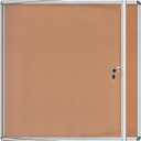 Mifuro 38"x38" Enclosed Bulletin Board, Lockable Weather-Resistant Aluminum Cork Noticeboard for School & Office, Silver Frame w/Cork