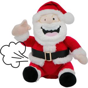 4E's Novelty Animated Santa Claus Plush, Makes Gas Sound, Talking Christmas Bear Plush Toys for Kids 8" Funny Christmas Stuffed Animals Gag Gifts for Boys Girls Teens White Elephant Gift
