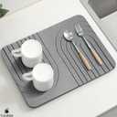 Stone Dish Drying Mat for Kitchen Counter Diatomaceous Earth Drying Mat | Fast-Absorbing, Minimalist Design, Durable Diatomite | Non-Slip, Heat Resistant, Easy-to-Clean | USA Brand | 15.7x11.8
