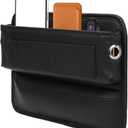 Car Seat Gap Filler with Pockets Leather Car Seat Organizer Automotive Accessories Front Seats Adjustable Gap Filler for Phones Glasses Keys Cards Black