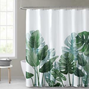 KGORGE Bathroom Shower Curtains - Tropical Plant Printed Polyester Shower Curtain 84 inch Length Extra Long Bath Decor for Bath Tub Toilet Hotel, 72x84 inch with Hooks